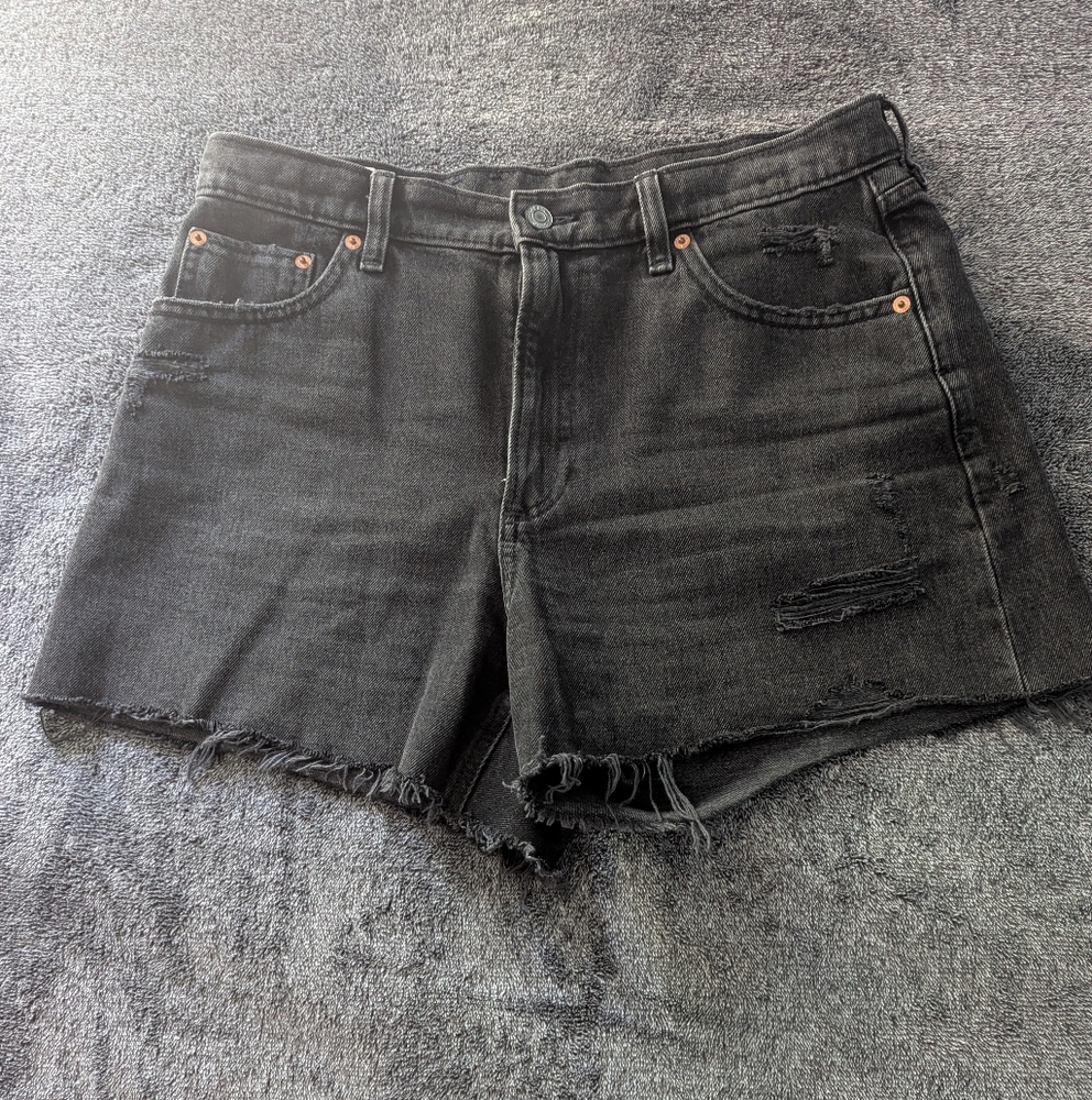 GAP Black Jean Shorts with Frayed Hem